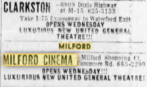 Clarkston Cinema - June 1972 Opening Ad